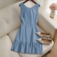 thumbnail image 4 of ASEIDFNSA Womens Tank Dress Sleeveless Crew Neck Ruffle Hem Short Summer Dress, 4 of 5