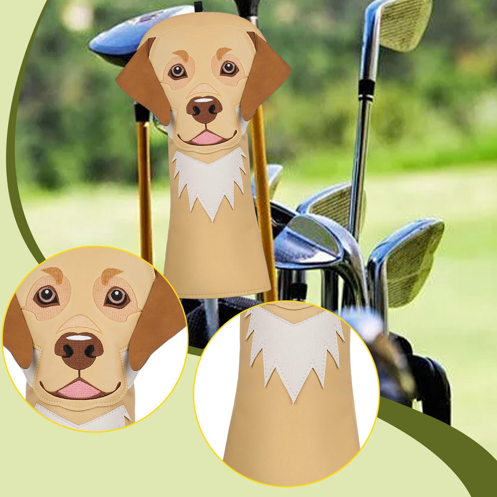 funtasica Dog-shaped Wooden Golf Club Cover, Wooden Club Headcover, Transport Protection, Golf Accessory, Scratch-resistant Protection for Drivers