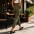 thumbnail image 6 of YuXingFu Womens Summer Pants for Women Loose Dress Pants High Full - Pocket Casual Army Green XL, 6 of 7