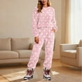 thumbnail image 2 of Erwazi Women's 2 Piece Pjs Fleece Fuzzy Loungewear Warm Set Pattern Casual Long Sleeve Tops and Pants Sets, 2 of 5