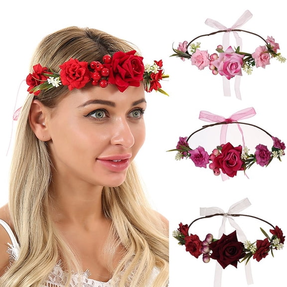 Flowers Crown Helii Fashion Boho Flower Headpiece Elegant Wreath Hairband Photo Shoot for Women for Wedding Birthday Tea Party Daily Wear Gift