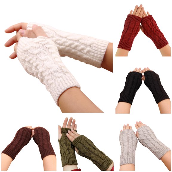 SUXIAN Winter Gloves Women Mobile Keep Knitted Warm Riding Phone Touchscreen Cozy Soft Thermal Gloves H One Size