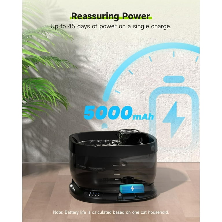 Battery powered water bowl outlet