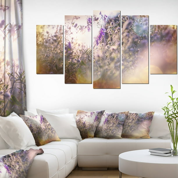 Pâturage d'Été avec des Fleurs Violettes - Toile d'Art de Paysage Extra Large