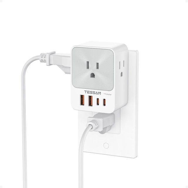 Bloque de cargador USB C PD TESSAN 4 de 20 W, cargador de pared USB de 3 salidas