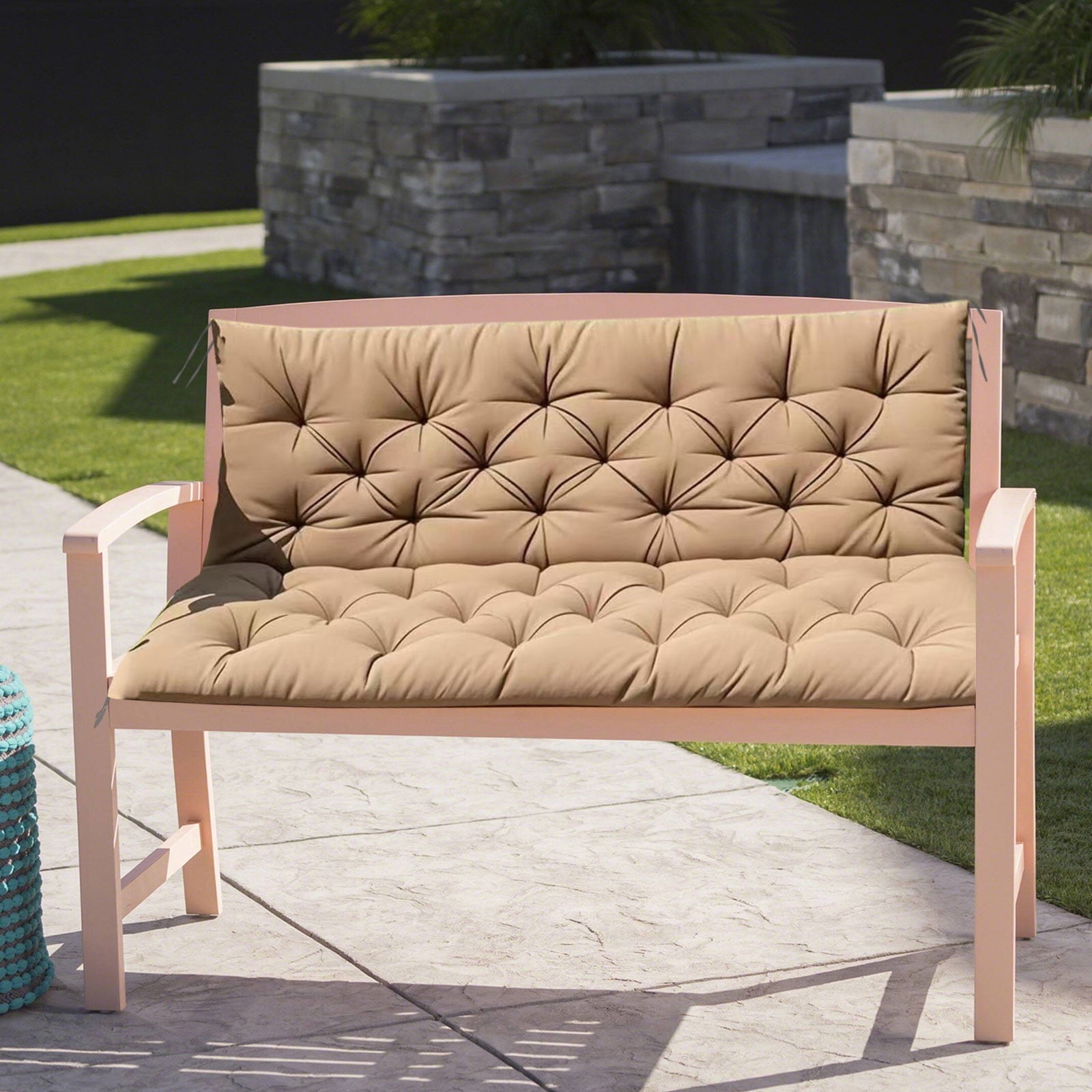 YOTQUSKI Outdoor Swing Cushions,Waterproof Swing Cushions 3 Seater Replacement with Backrest,Outdoor Thickened Bench Cushion with Ties for Porch,Patio,Backyard,Garden and Lawn