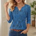 thumbnail image 4 of Craaazy Women's Relaxed Fit V Neck Blouse, Printed 3/4 Sleeve Pleated Tops, Comfy Casual Pullover for Spring & Summer Gifts, 4 of 8
