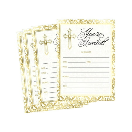 50 Gold Religious Invitations Confirmation Holy Communion Baptism