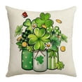 thumbnail image 4 of Green Lucky Charm Pillow Covers for March Holiday Home Outdoor Decor Sofa, Hello Shamrocks St Patricks Day Throw Pillow Covers Clover Hat Cotton Linen Cushion Case, 4 of 4