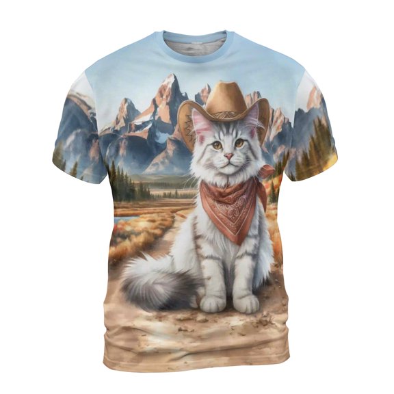 Welcome Fall Western Cowboy Maine Coon Enjoys Majestic Autumn All Over Print 3D Shirt Unisex Merch Cat Lover Kitten Owner Gifts - 01007