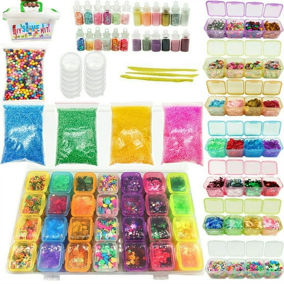 Diy Slime Kit Supplies Clear Crystal Slime Making Kit Slime Foam Beads Glitter