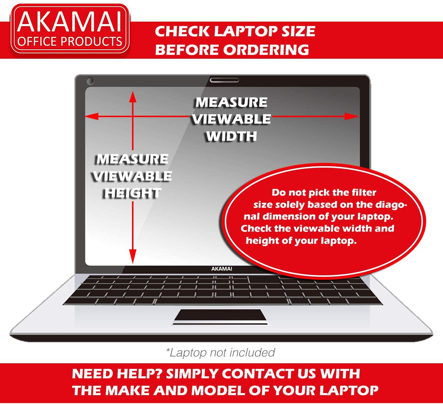 Akamai Office Products Privacy Screen Filter Laptops Anti Glare 16:9 15.6 inch Widescreen , Removable 