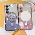 thumbnail image 4 of for Samsung Galaxy S23 Case,Compatible with MagSafe Love Heart Plating Camera Protection Clear Phone Case,  Glitter for Women Girls Shockproof Back Bumper 6.1"-Purple, 4 of 14