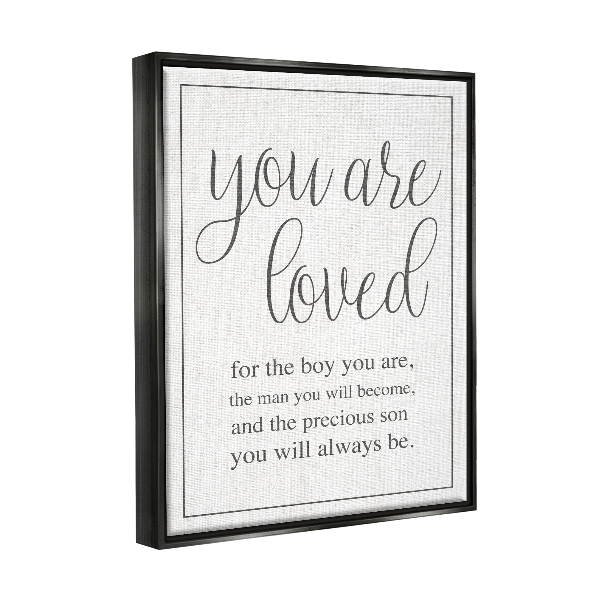 Stupell Industries You Are Loved Jet Black Framed Floating Canvas Wall Art, 24x30, by Daphne Polselli