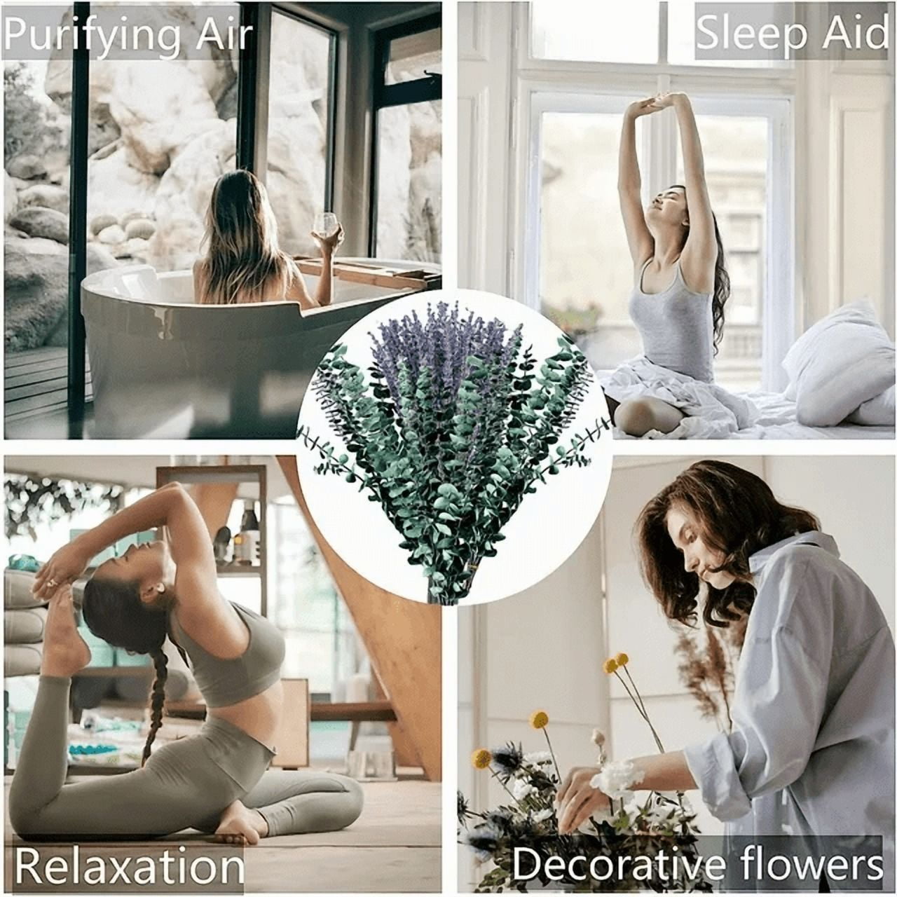 Eucalyptus for Shower 115 Pcs Hanging Dried Eucalyptus Stems & Lavender Flowers Bundle 17" Real Eucalyptus Bundle for Wedding Decor Home Decor DIY