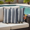 thumbnail image 4 of Navy Blue Geometric Outdoor Waterproof Pillow Covers, Modern Stripes Art Farmhouse Decorative Square Throw Pillowcase Sofa Cushion Sham for Patio/Couch/Chair, 24"x24" 2 Pack, 4 of 8
