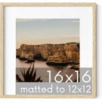 Haus and Hues Solid Oak Wood 16”x16” Picture Frames Matted to 12”x12” Set of 3 - Beige Square Frames 16x16, 16 x 16 Print Frames, Natural Wooden 16x16 Picture Frames Square (Beige Oak Frames)