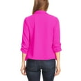 thumbnail image 3 of Women's Casual Office Wear Open Draped Front 3/4 Sleeves Basic Solid Blazer Jacket S-3XL, 3 of 3