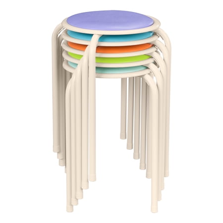 Assorted Color Metal Stack Stools w/ Padded Seat