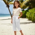 thumbnail image 4 of Glisme Teen Girls Trousers Solid Color With Pockets And Drawstring Autumn Casual Girls Straight Leg Pants Size 11-12 Years, 4 of 6