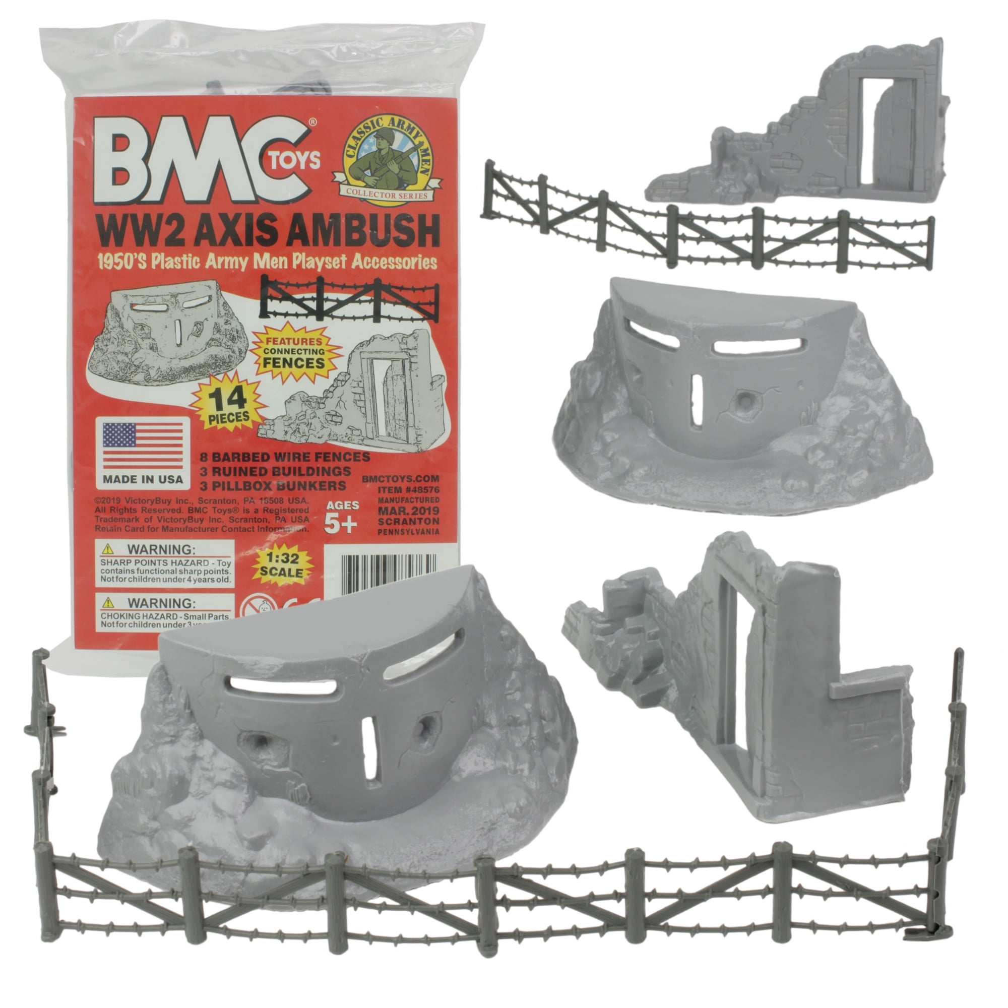 BMC Classic Marx Farm Ranch Fence & Gate 10pc White Plastic Playset 