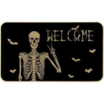 ASKETAM Halloween Doormat Indoor/Outdoor Non-Slip Carpet 19.5" x 31.3" (Happy Skeleton Bat)