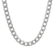 7mm High-Polished Stainless Steel Flat Curb Choker Chain Necklace, 18 inches + Gift Box