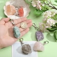 thumbnail image 3 of 14pcs 7 Colors Raw Keychain Charm Round Gemstone Keychain Pendant Decoration with Iron Lobster Claw Clasps for Jewelry Making Nuggets grey, 3 of 7