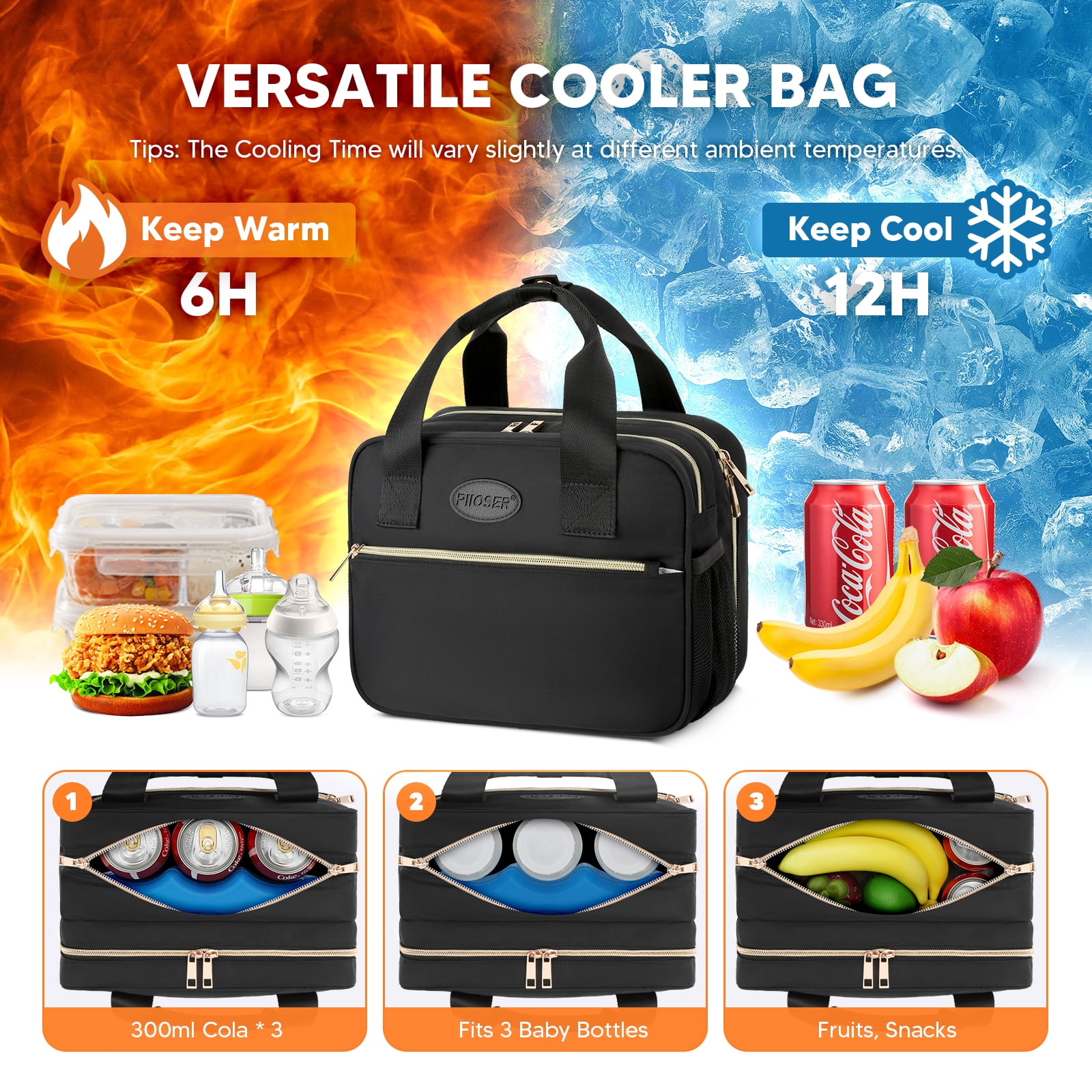 Breastmilk Cooler Travel Bag with Ice Pack, Compatible with Wearable Breast Pumps and Accessories - Portable Hands Free Breast Pump Carrying Case for Nursing & Working Moms, Black