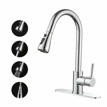 

szzzhu Commercial Stainless Steel Kitchen Sink Faucet Pull Down Sprayer Spring Mixer Brushed Nickel