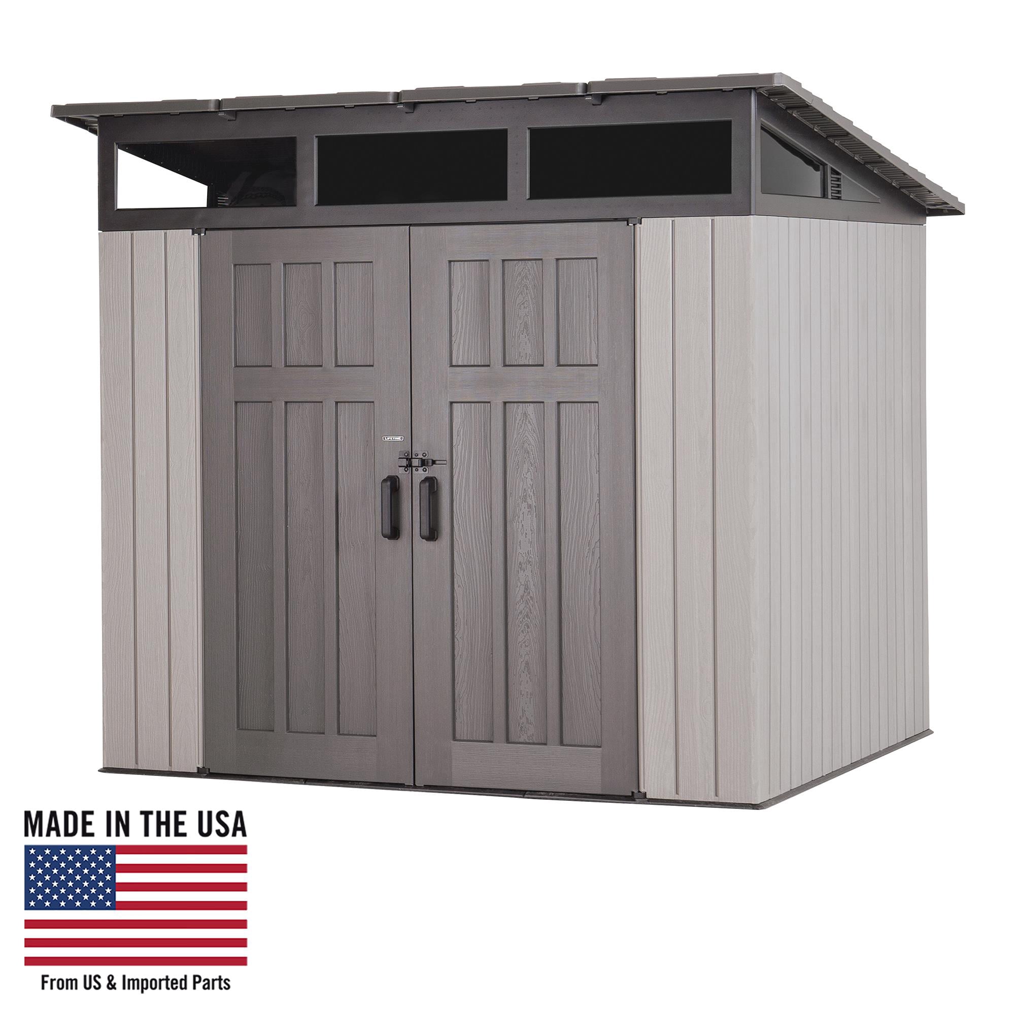 Lifetime Polyethylene Modern Storage Shed, 53.9 sq. ft., 8.3 ft. X 8.3 ft., Gray (60542)