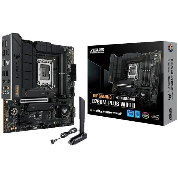 Tarjeta Madre ASUS TUF GAMING B760M-PLUS WIFI II LGA1700 4x DDR5 3x M.2 PCIe 5.0 USB-C WIFI 6E BT 5.3 Micro ATX negro