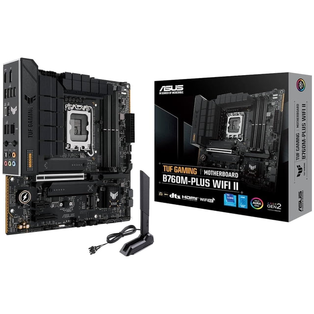 Tarjeta Madre ASUS TUF GAMING B760M-PLUS WIFI II LGA1700 4x DDR5 3x M.2 PCIe 5.0 USB-C WIFI 6E BT 5.3 Micro ATX negro