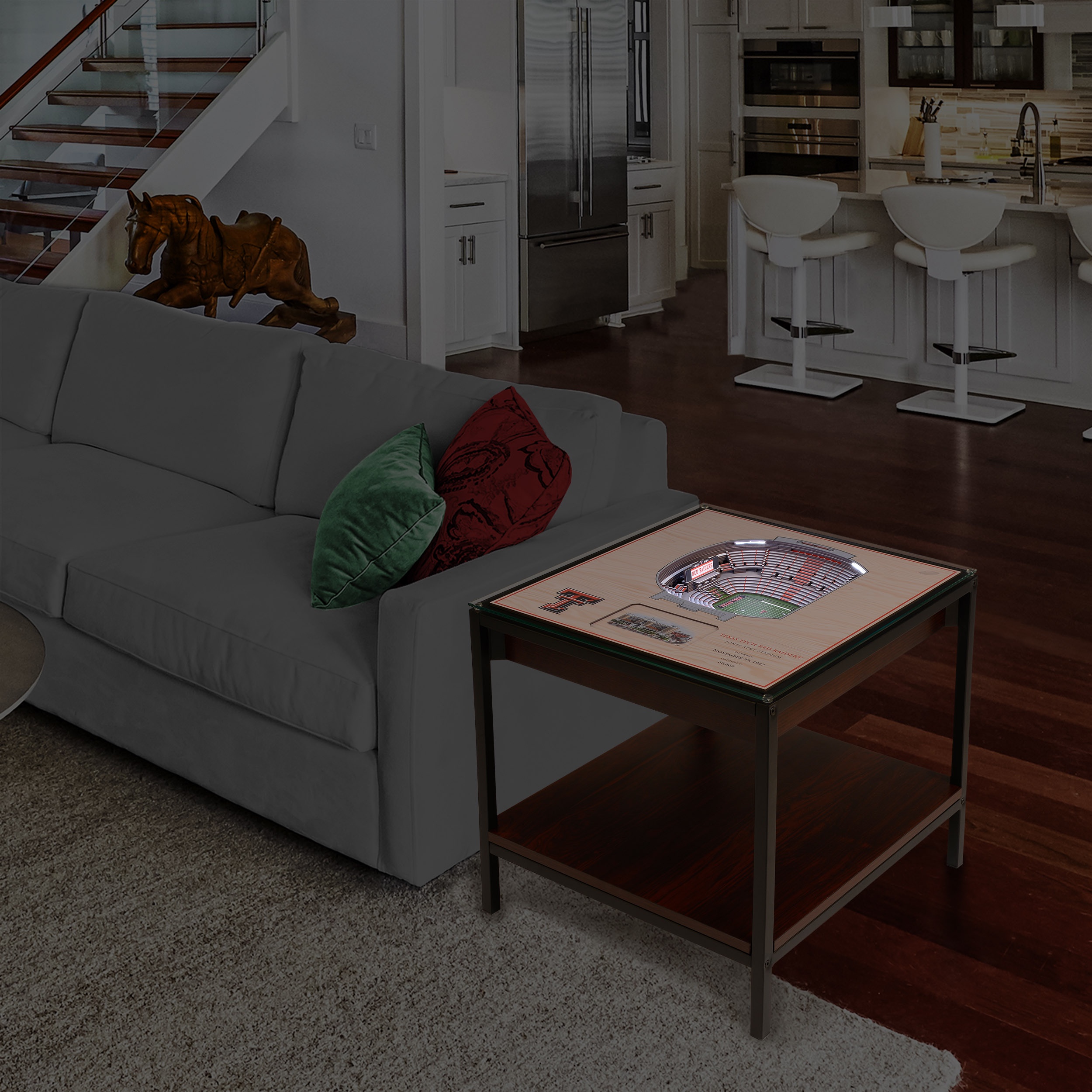 Texas Tech Red Raiders FB 25-Layer StadiumViews Lighted End Table
