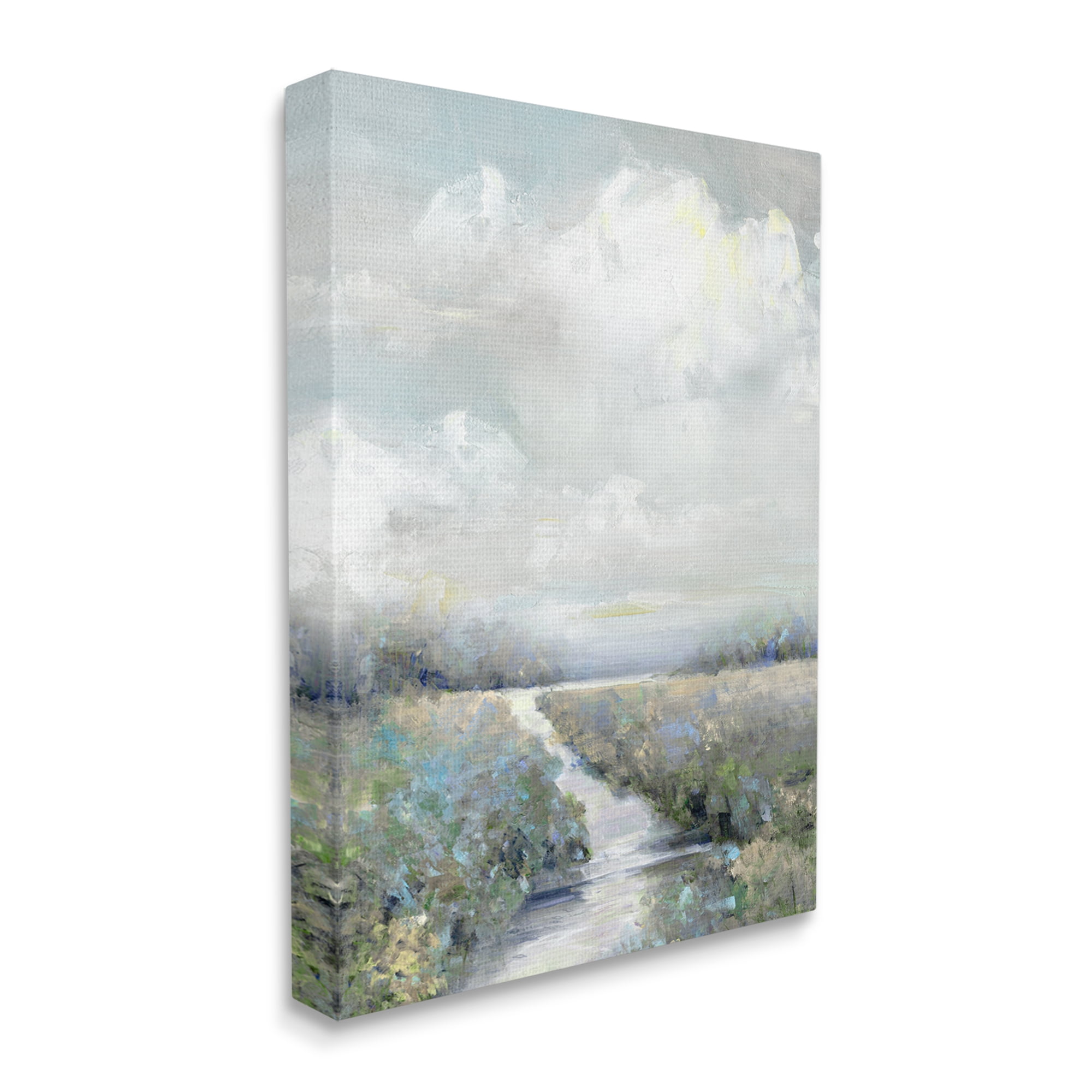 Stupell Industries Tranquil Flowers Blooming Meadow Path Puffy Clouds Painting Gallery Wrapped Canvas Print Wall Art, Design by Sally Swatland