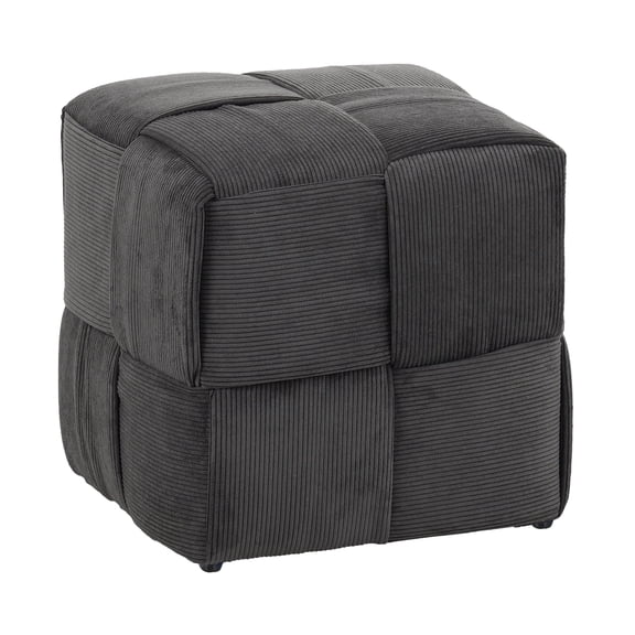 Square Corduroy Ottoman Foot Rest, Upholstered Foam Footstool, Small Ottoman Stool for Living Room Bedroom, Gray