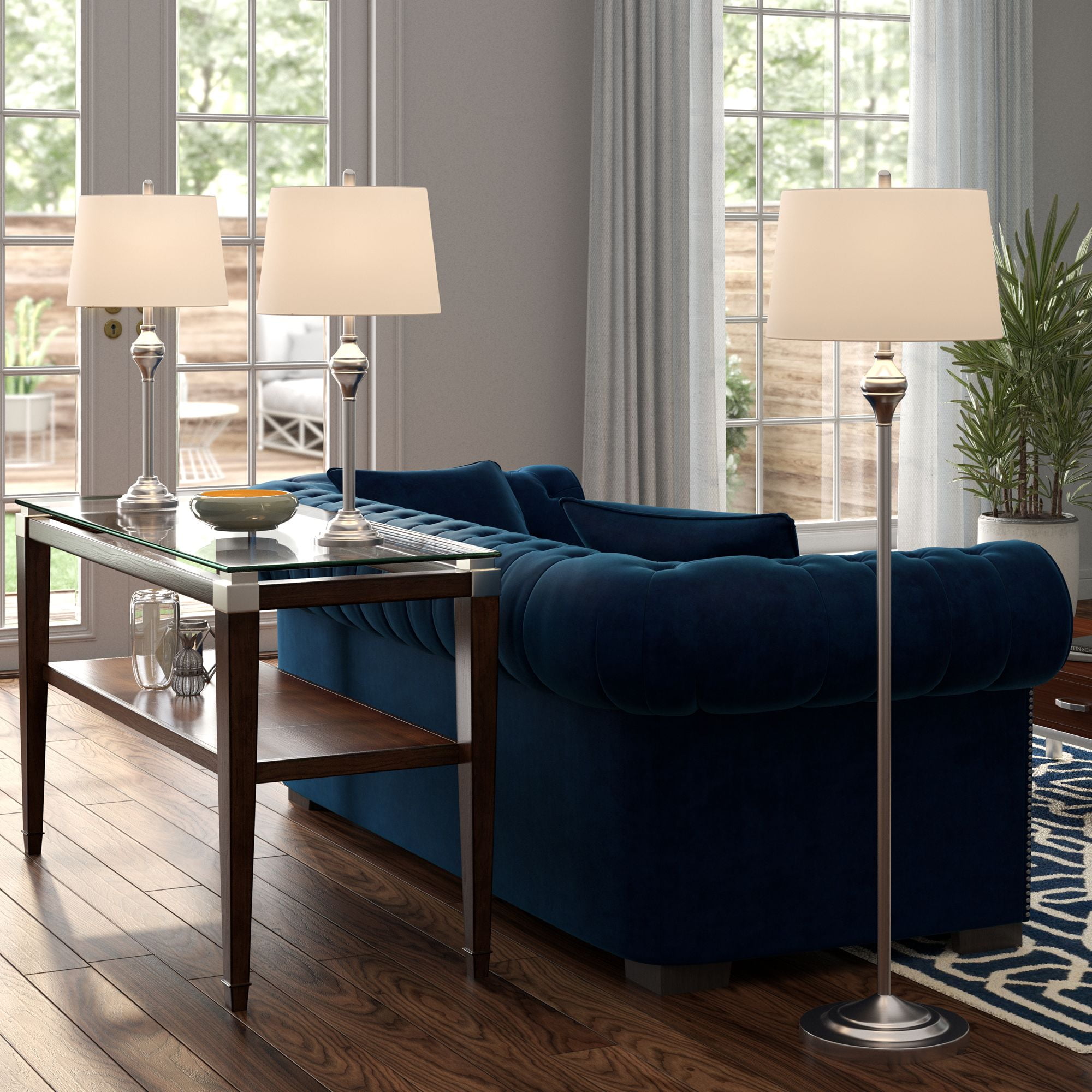 Better Homes & Gardens Modern Tripod Table & Floor Lamp Set Black Living room