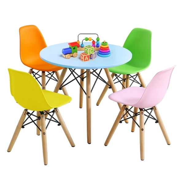 Giantex Kids Mid-Century Dining Table & Chair Set, Kiddie-Sized Furniture Table Set for Toddler Children
