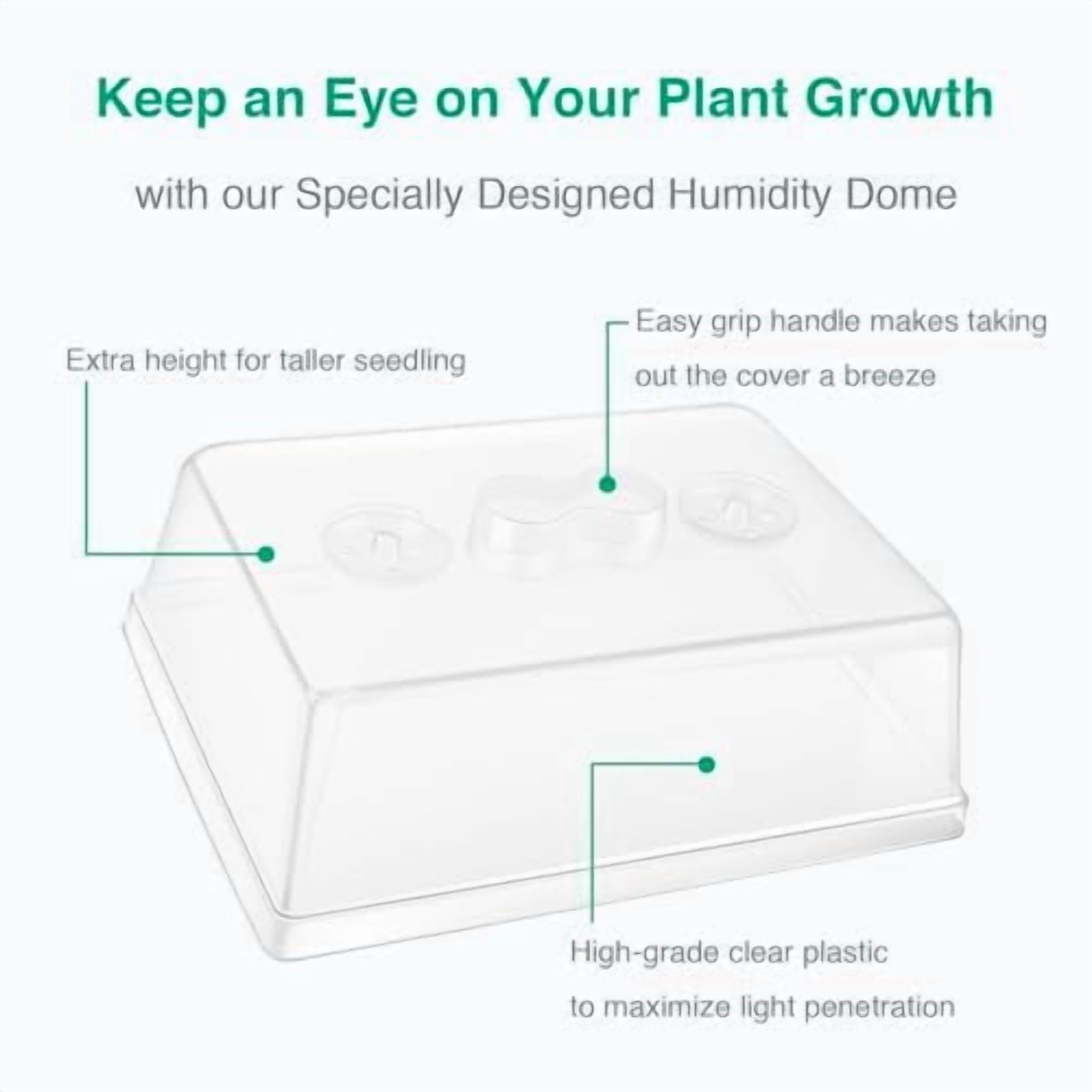 [Thick Plastic] 5-Set Strong Seed Starter Trays with 5" Humidity Domes for Seed Starting, Germination, Seedling Propagation & Plant Growing, Holds 240 Cells in Total