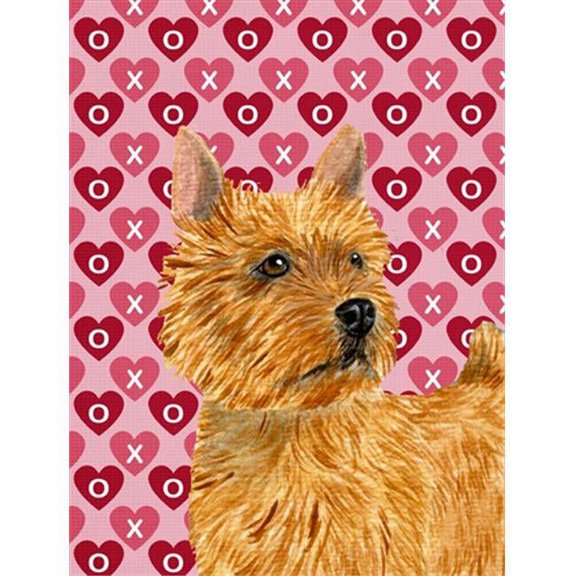 11 x 15 In. Norwich Terrier Hearts Love And Valentines Day Portrait Flag, Garden Size