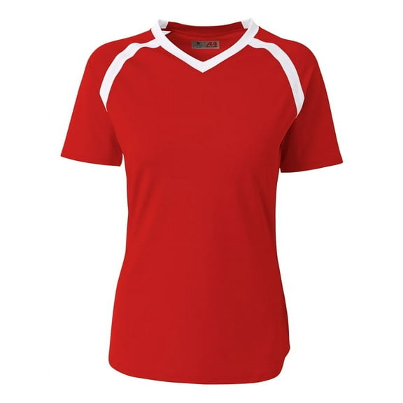 A4 Ace Short Sleeve Volleyball Jersey For Women in Scarlet/White | NW3019