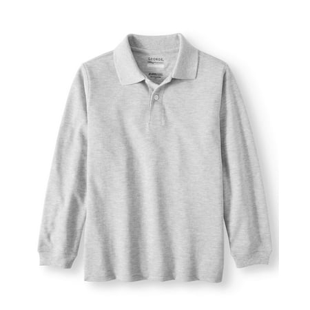 Boys School Uniforms Long Sleeve Pique Polo Shirt