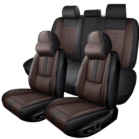 Fit for TOYOTA CAMRY 2026 Seat Cover, Black and Brown Car Seat Covers, PU Leather Full Set of 5 Seats With a Headrest and Lumbar Support Waterproof, Pet Car Seat Covers