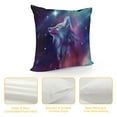 thumbnail image 4 of COMIO  Fantasy Throw Pillow Cushion Cover, Psychedelic Northern Starry Sky with Spirit of a Wolf Aurora Borealis Display, Decorative Square Accent Pillow Case,Navy Blue Purple, 4 of 5