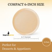Impresserve Edge Collection Disposable Plastic Plates, 6, Beige, 10 Count