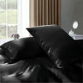 thumbnail image 3 of Vogue Linen Pure Mulberry Silk Duvet Cover - 30 Momme 6A Graded Silk - 1 Piece Duvet Cover Twin/Twin XL 68" x 90", Black, 3 of 3