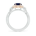 thumbnail image 2 of ANGARA Natural 2 Ct Sapphire Twisted Vine Ring with Diamond Halo in 14K White & Rose Gold for Women (Size-9x7mm) | September Birthstone, Anniversary, Jewelry Gift for Women | Natural Sapphire Ring, 2 of 10