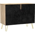 thumbnail image 3 of PixonSign Sideboard Buffet Cabinet, Kitchen Storage Cabinet with 2 Doors, Black & White Swirl Line Patterns, Cupboard Console Table for Dining Room - 35" L x 18" W x 29" H, 3 of 5