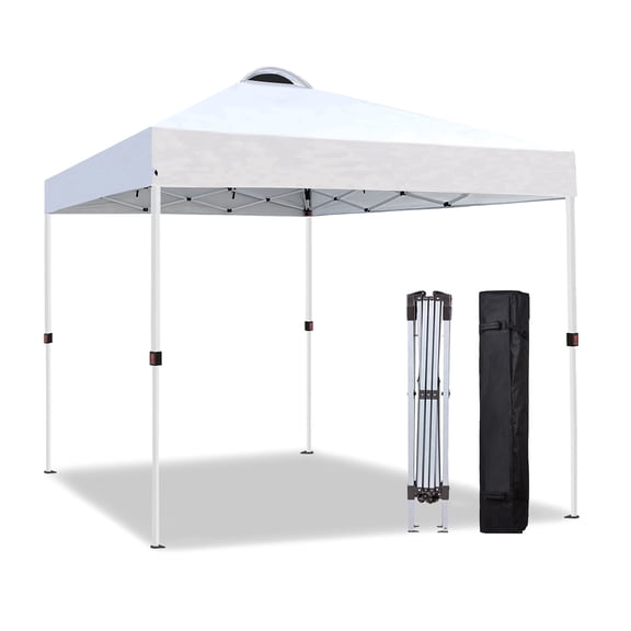 FREESKY 10x10 ft Pop Up Canopy Tent Straight Leg Instant Outdoor Shelter with Carry Bag, Water Resistant Sun Shade for Backyard, Party, Camping, Beach, Event - White