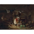 thumbnail image 2 of Jules Dupré 24x19 Black Ornate Framed Double Matted Museum Art Print Titled: Farm Interior in Berry (1833), 2 of 5